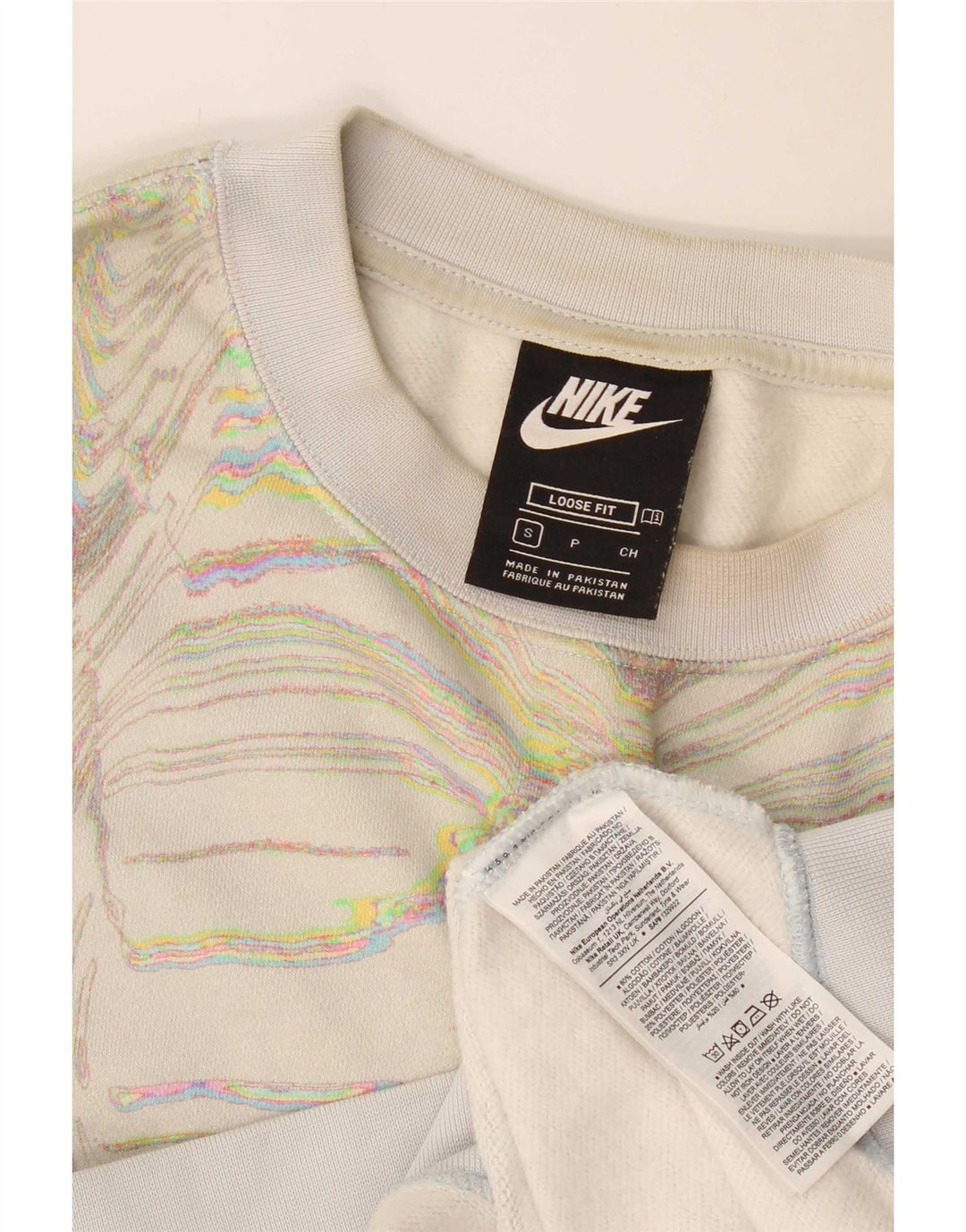 Nike Sweat-shirt à motif abstrait pour femme UK 10 Petit Blanc cassé