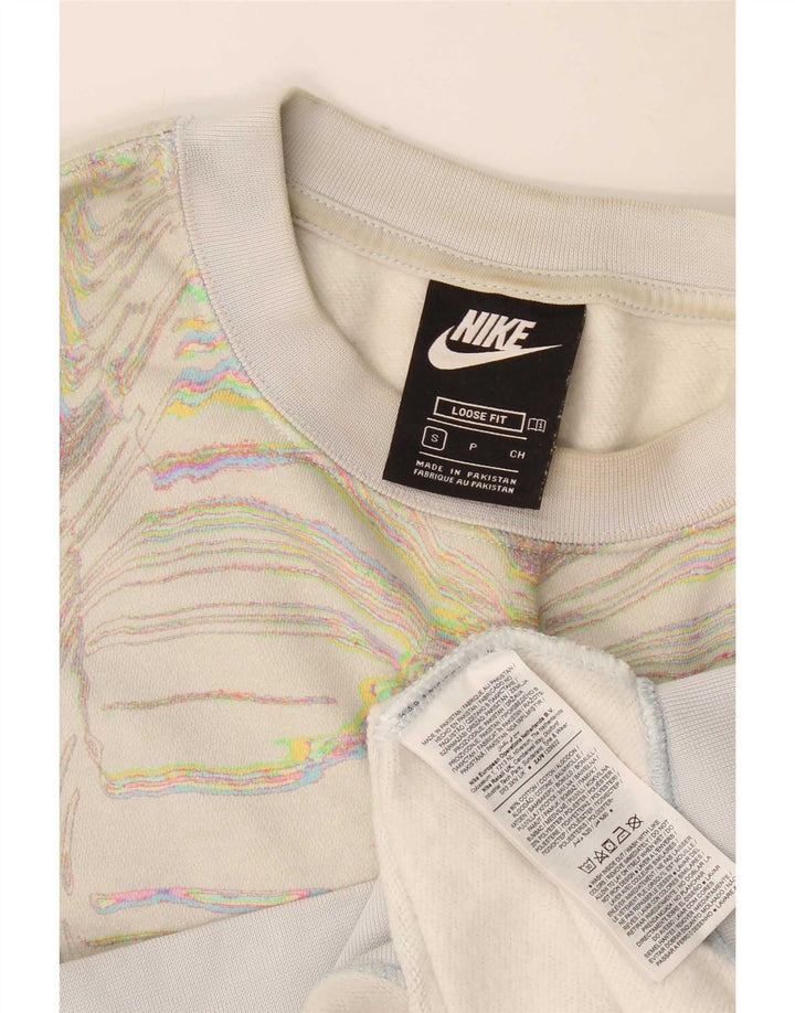 Nike Sweat-shirt à motif abstrait pour femme UK 10 Petit Blanc cassé