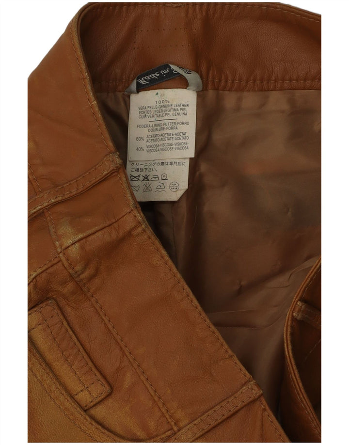 Pantaloni in pelle vintage da uomo W34 L35 Marrone