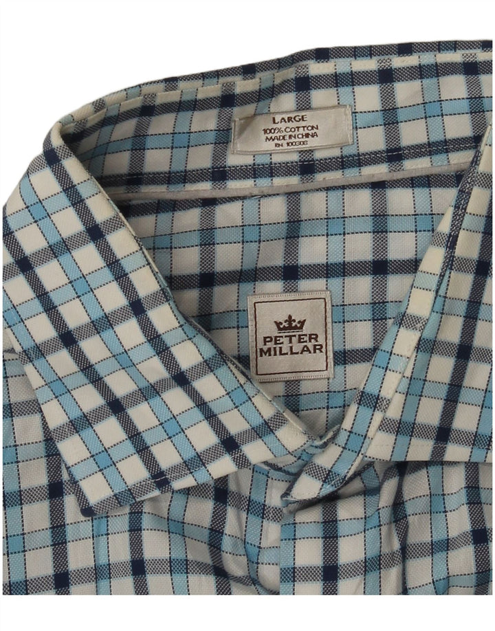 Peter Millar Mens Shirt Large Blue Check Cotton