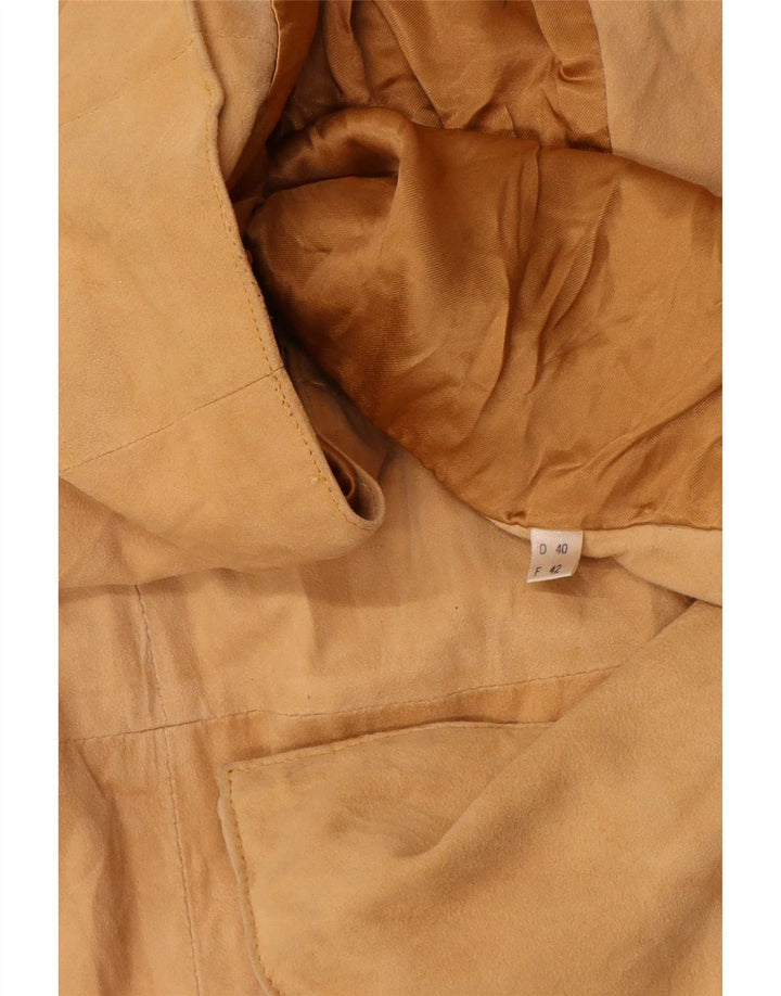 vintage Femme 4 Boutons Blazer En Daim Veste EU 42 Grand Beige