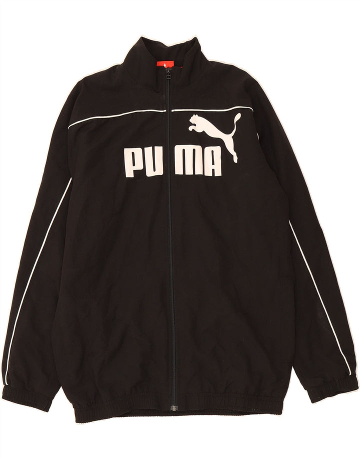 PUMA Boys Graphic Tracksuit Top Jacket 15-16 Years Black Polyester Vintage Puma and Second-Hand Puma from Messina Hembry 
