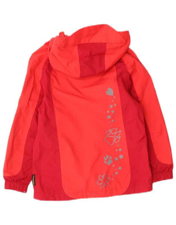 Jack Wolfskin Boys Hooded Rain Jacket 4-5 Years Red Colourblock Polyamide