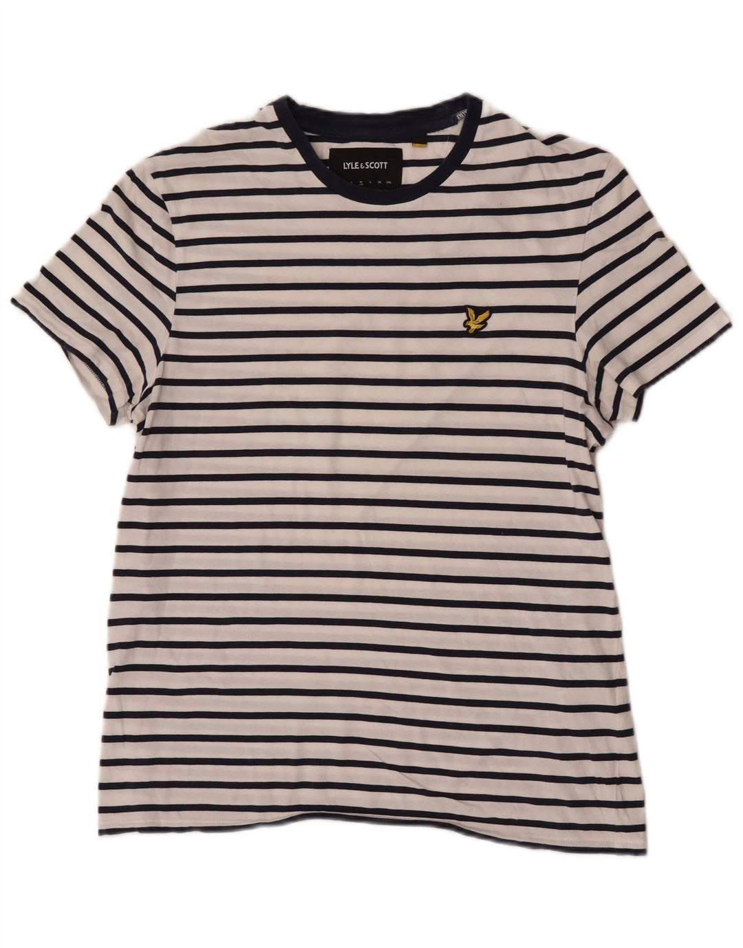 Lyle & Scott T-shirt da uomo Top in cotone a righe bianche medie