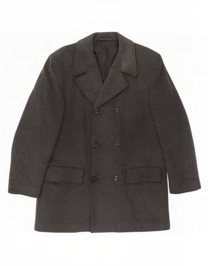 Marks & Spencer Herre Double Breasted Coat UK 38 Medium Grey Virgin Wool