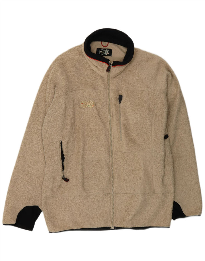 FILA Fleecejakke til mænd UK 44 2XL Beige Colourblock Polyester