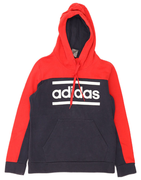 Felpa con cappuccio grafica da uomo Adidas UK 16/18 Large blu navy color block