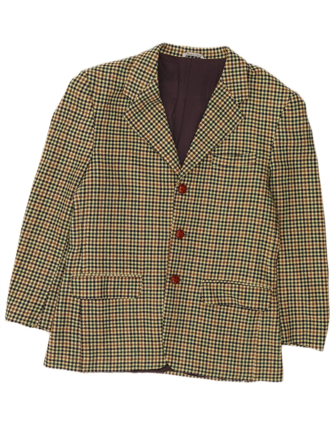 Wampum Mens 3 Button Blazer Jacket UK 38 Medium Multicoloured Houndstooth
