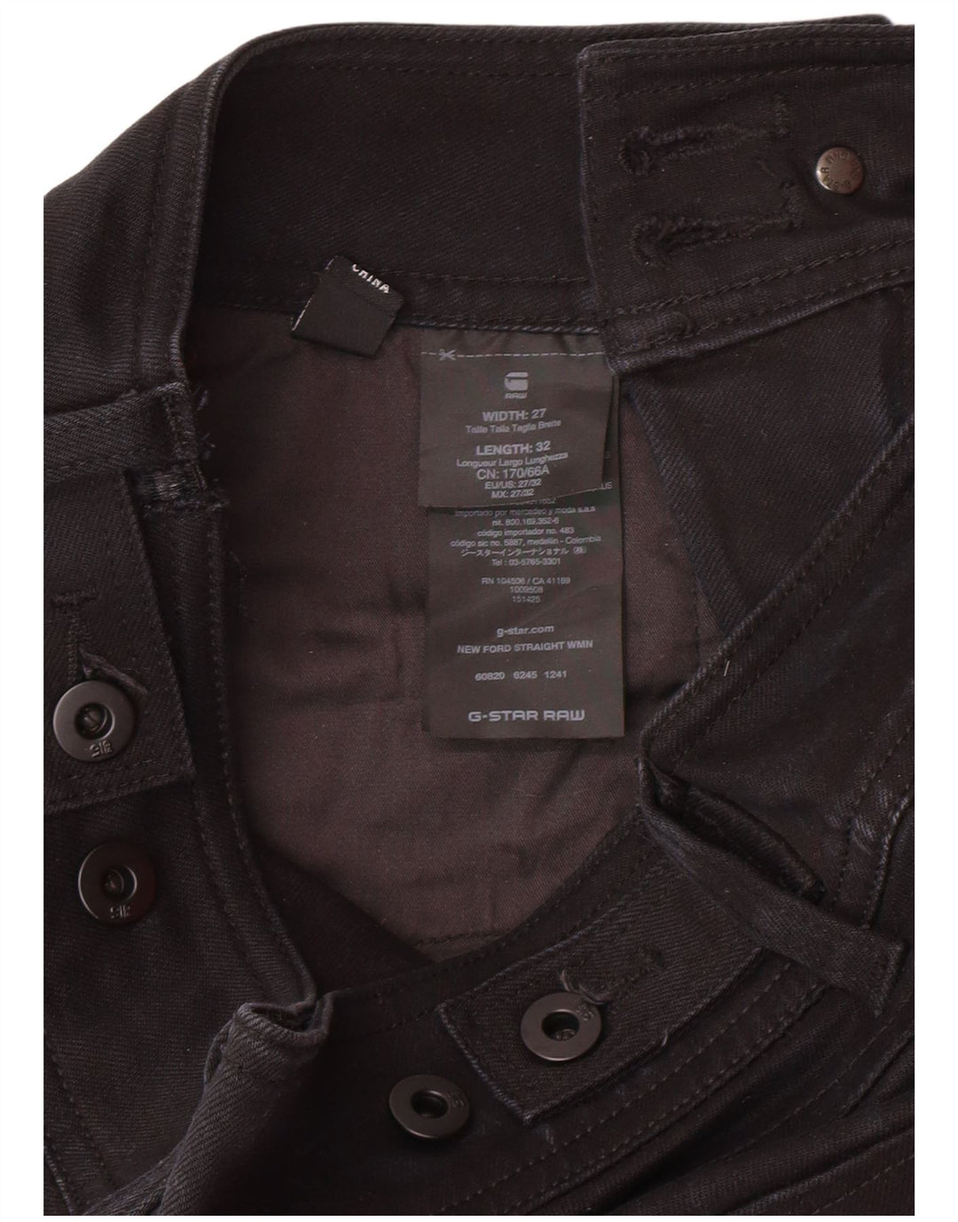 G-STAR Womens Straight Jeans W27 L28 Black Cotton