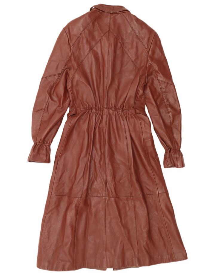 Abrigo de cuero vintage para mujer IT 44 Cuero marrón medio