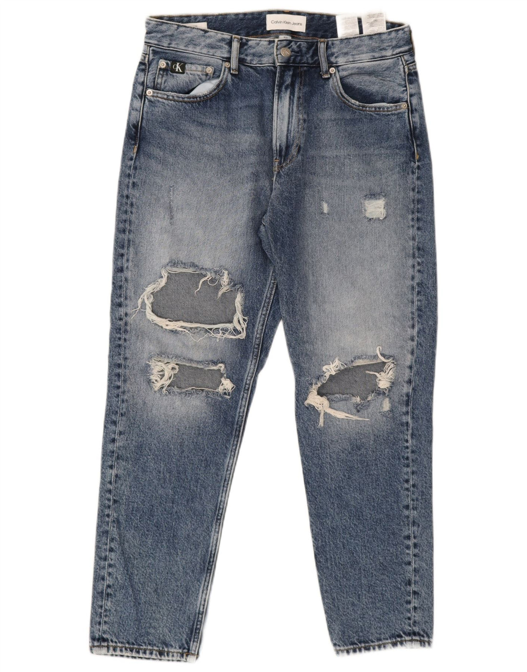 Calvin Klein Mens Distressed Slim Jeans W31 L26 Blue Cotton