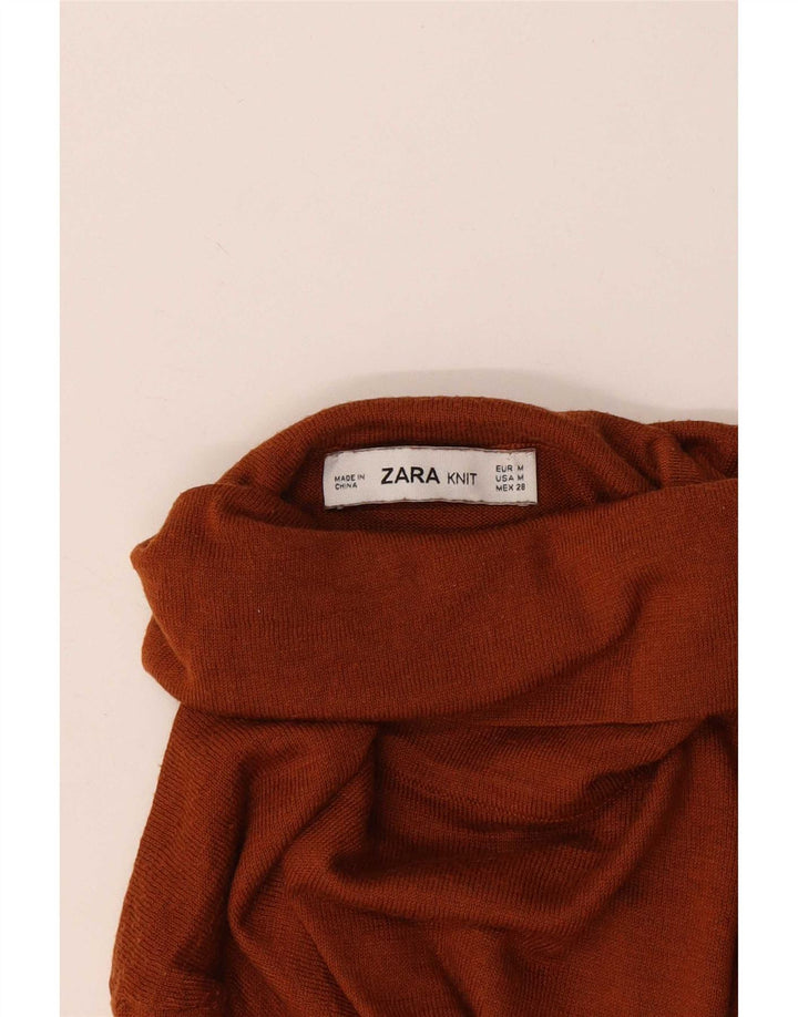 Sweter damski Zara z wywijanym dekoltem UK 12, średni brąz