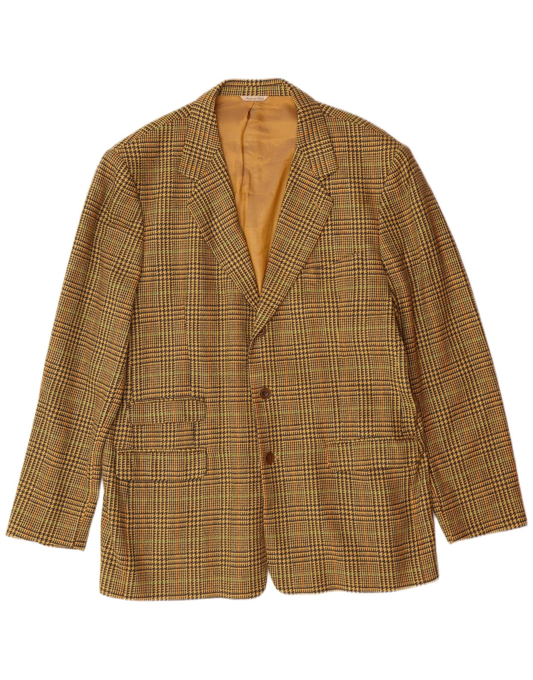 BYBLOS Chaqueta tipo blazer de 3 botones para hombre IT 54 2XL Pata de gallo amarilla