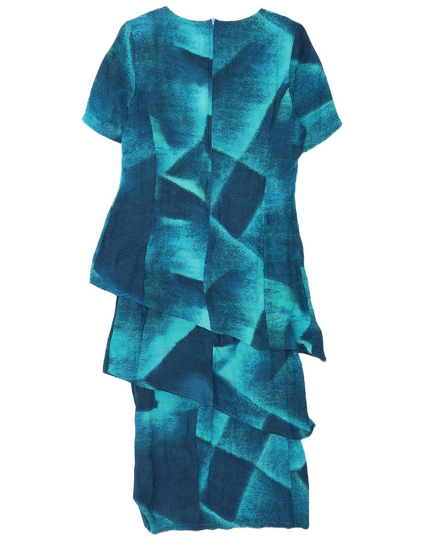 Vicini Womens 1/2 Sleeve Maxi Peplum Dress UK 18 XL Blue Colourblock