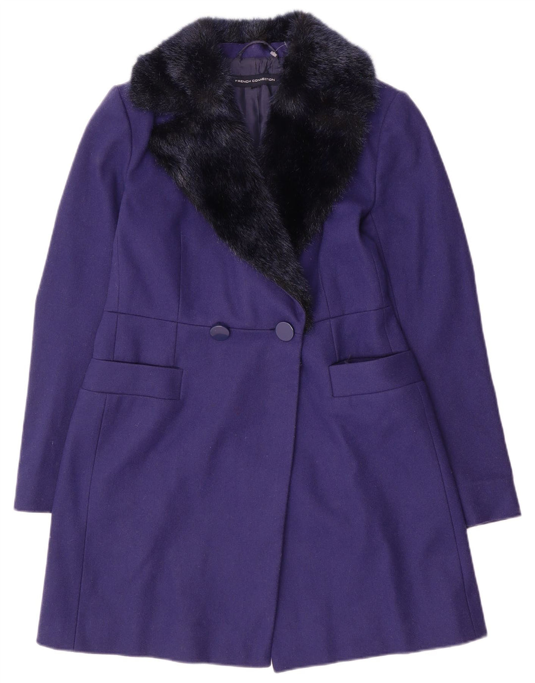 French Connection Abrigo de doble botonadura para mujer UK 40 Small Lana Púrpura