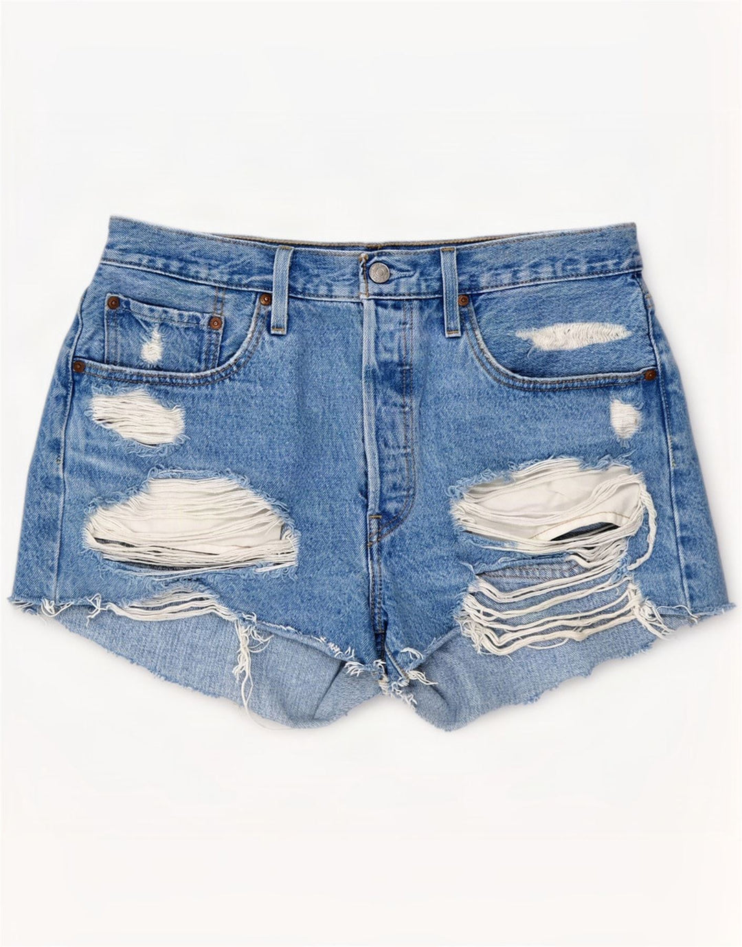 Levi's Womens 501 Distressed Denim Shorts W31 Medium Blue Cotton