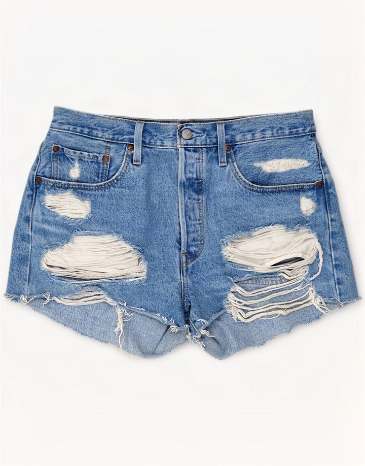 Levi's Womens 501 Distressed Denim Shorts W31 Medium Blue Cotton
