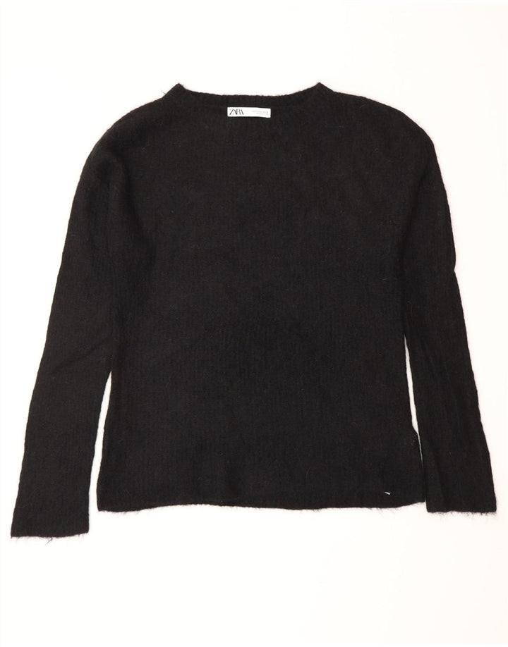 ZARA Womens Oversized Boat Neck Jumper Sweater UK 10 Small Black