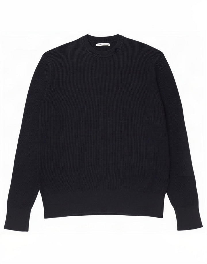 Maglione maglione girocollo da uomo Zara blu navy medio