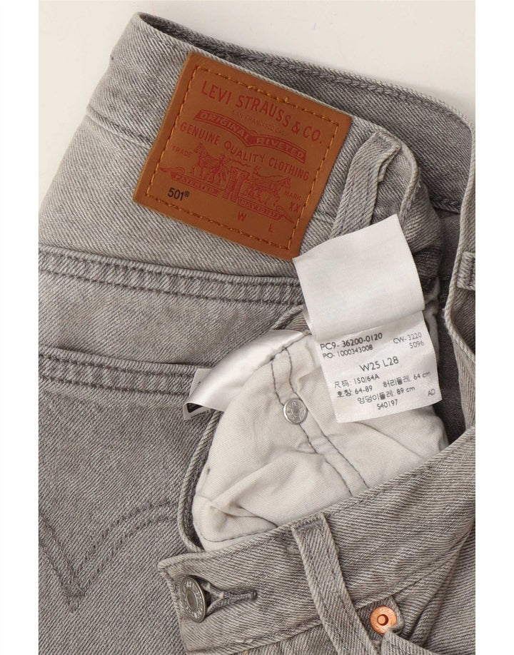 Levi's Womens 501 Straight Jeans W25 L28 Grey Cotton