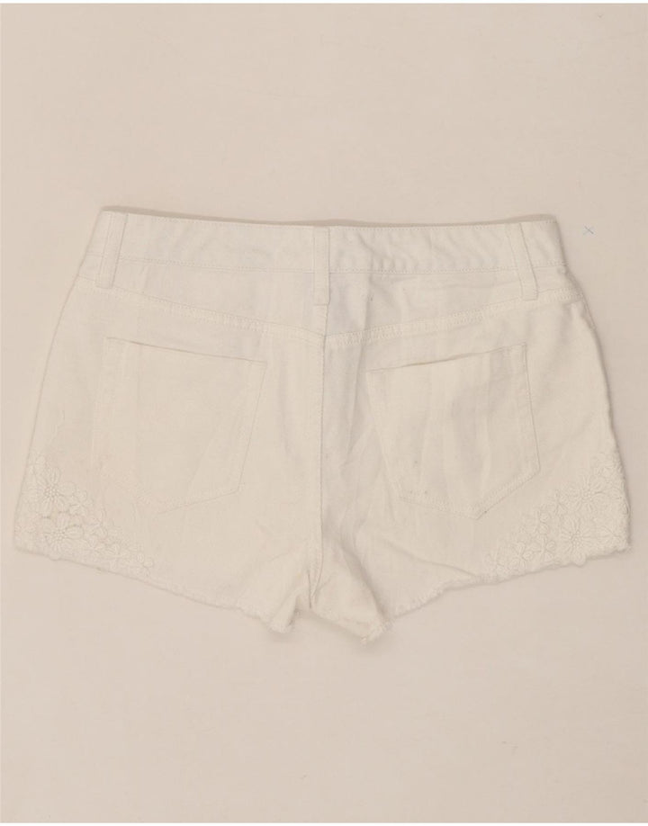 MOSSIMO Womens Denim Shorts US 6 Medium W30 White Floral Cotton Vintage Mossimo and Second-Hand Mossimo from Messina Hembry 