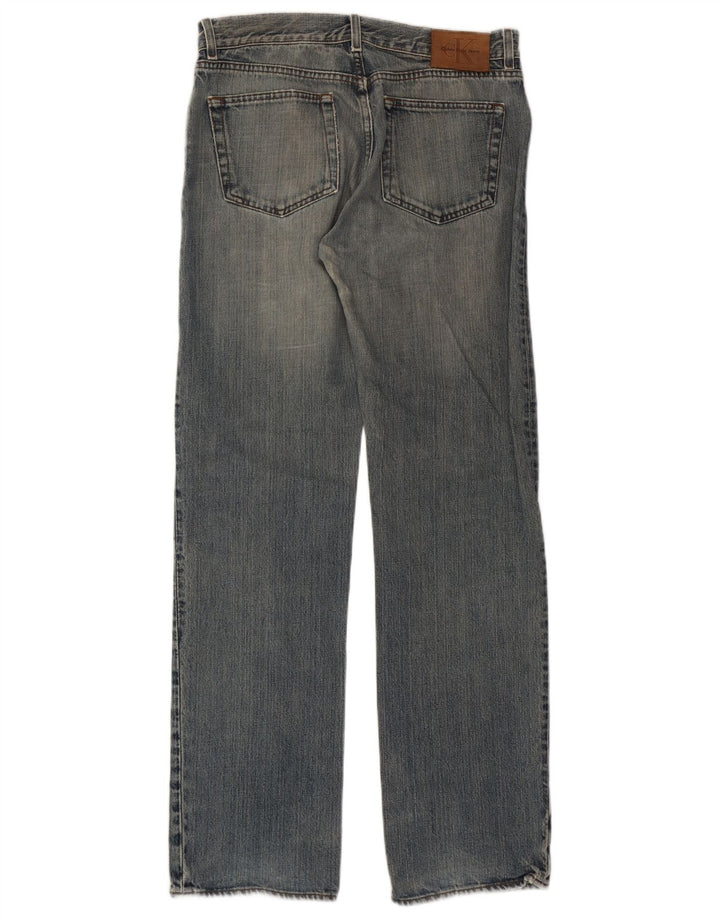 Calvin Klein Womens Straight Jeans W34 L34 Blue Cotton