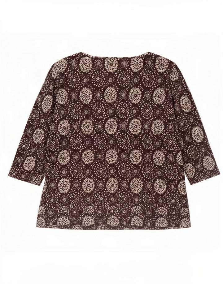 Marks & Spencer Top con estampado abstracto para mujer, manga 3/4, UK 20, 2XL, marrón