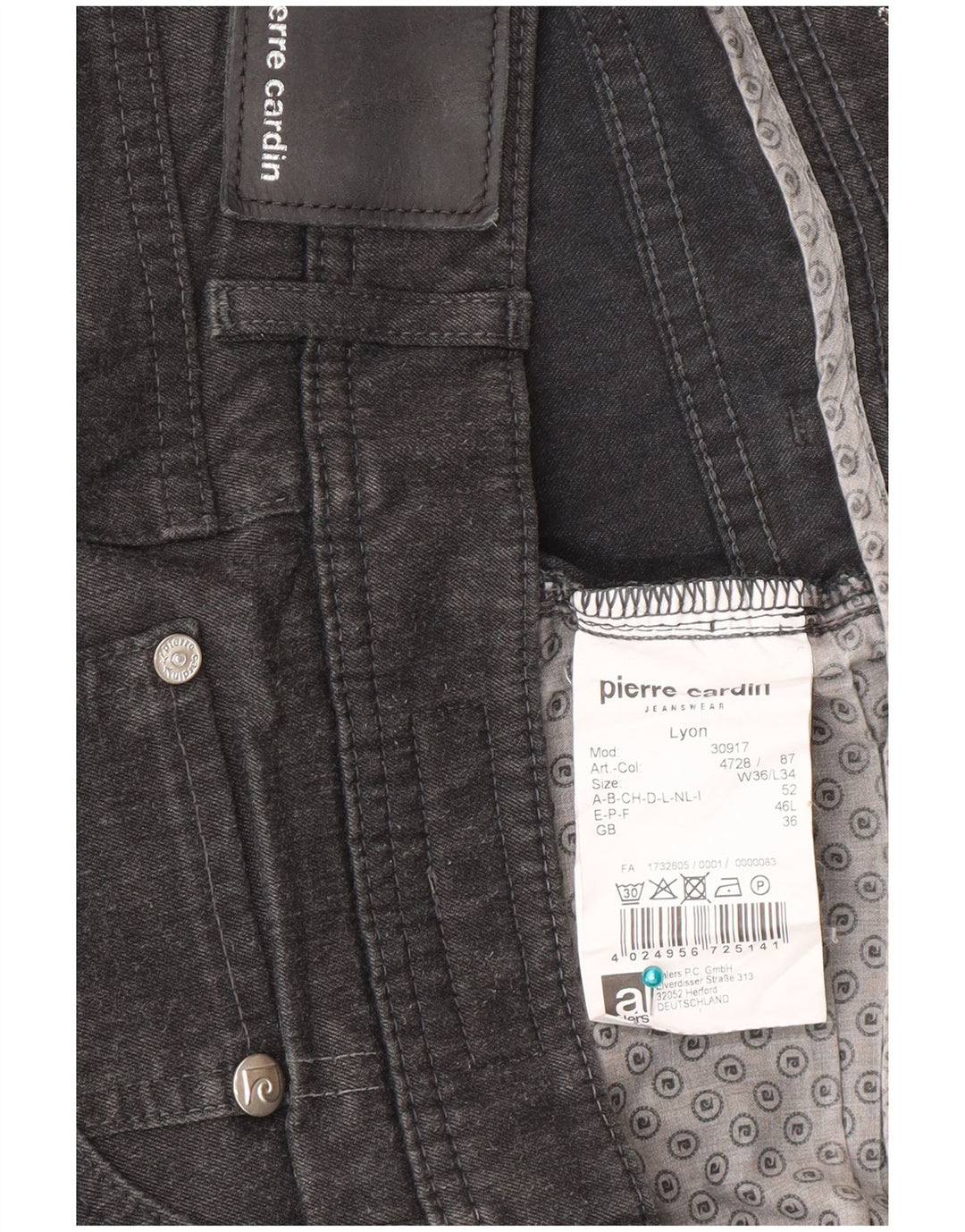 Pierre Cardin Mens Straight Jeans W36 L34 Grey Polyester