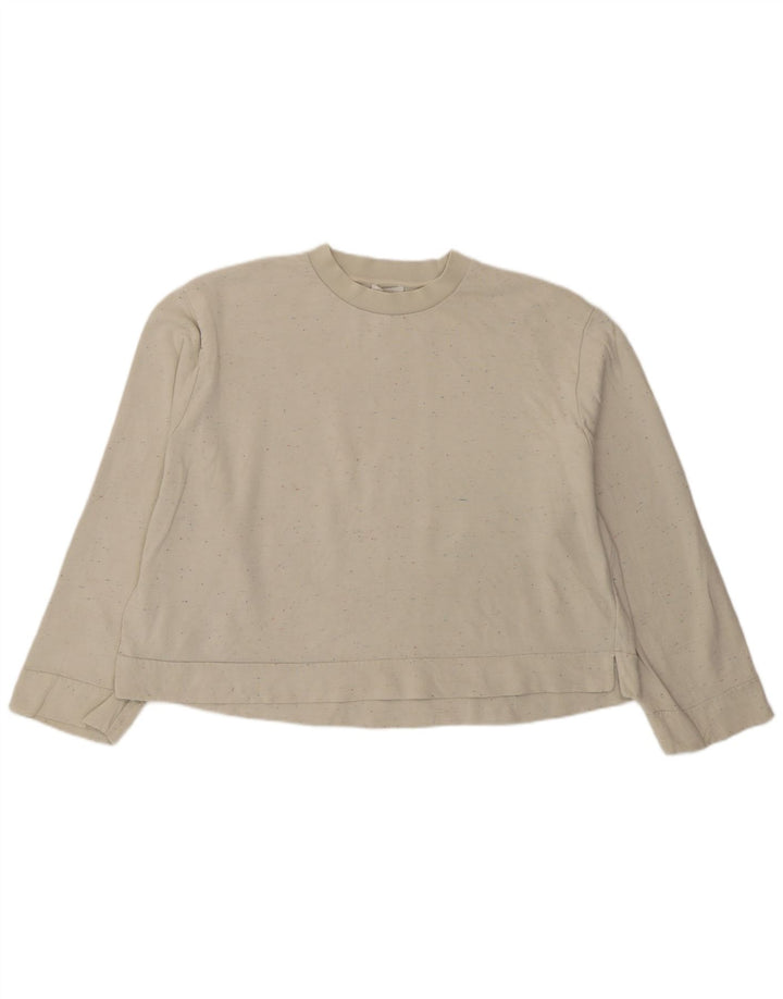 Cos Womens Oversized Sweatshirt Jumper UK 10 Small White Flecked Cotton