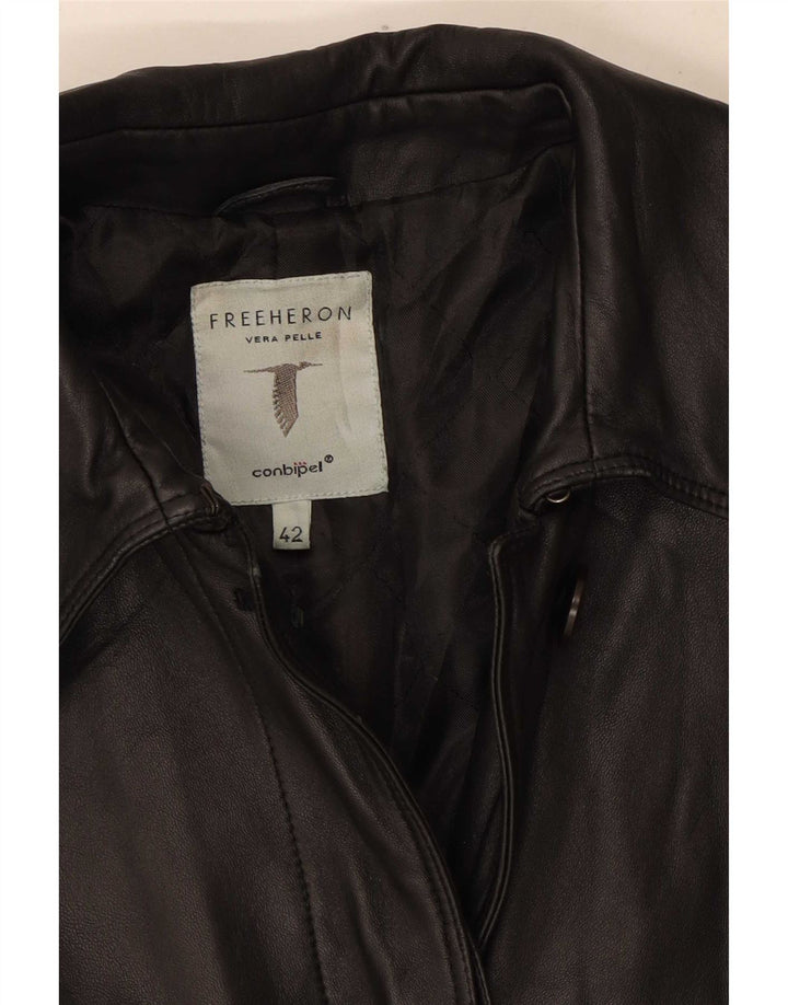 Conbipel Damen Free Heron Ledermantel IT 42 Medium Schwarz