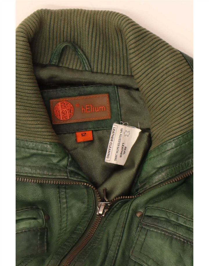 Helium Γυναικείο Δερμάτινο Μπουφάν UK 12 Medium Green