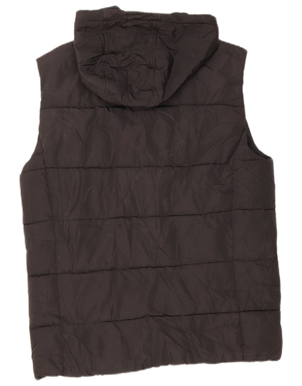 Superdry Chaleco acolchado con capucha para hombre, talla 38, poliéster negro mediano