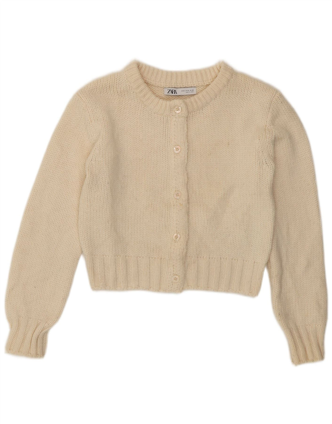 Zara Womens Crop Cardigan Sweater UK 12 Medium Off White Polyamid