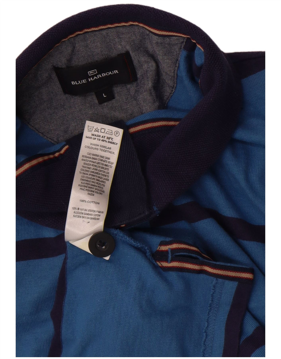 Marks & Spencer Herre Blue Harbor Sweatshirt Jumper Stor Blå Stribet