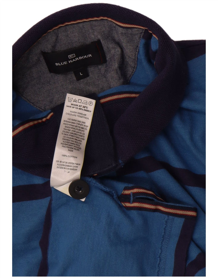 Marks & Spencer Herre Blue Harbor Sweatshirt Jumper Stor Blå Stribet