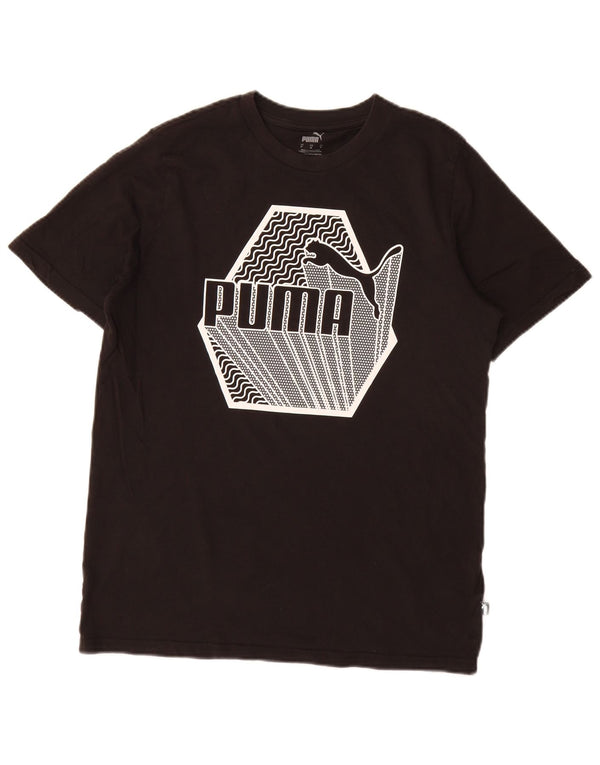 Puma Mens Graphic T-Shirt Top Medium Black Cotton
