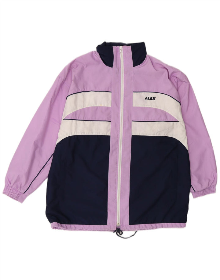 ALEX Womens Oversized Tracksuit Top Jacket UK 12 Medium Purple Colourblock