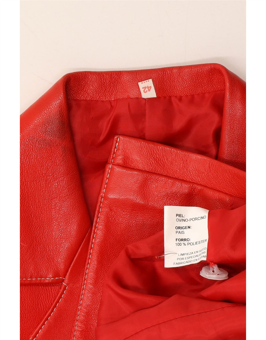 VINTAGE Womens Leather Jacket IT 42 Medium Red Leather
