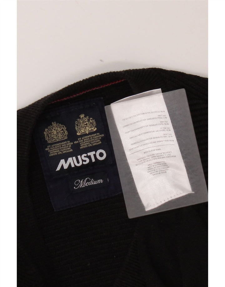 Musto Herren-Pullover mit V-Ausschnitt, mittelschwarz, Baumwolle