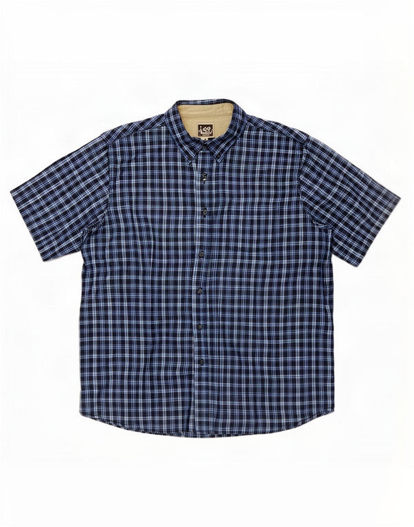 Lee Mens Short Sleeve Shirt 2XL Navy Blue Check Cotton