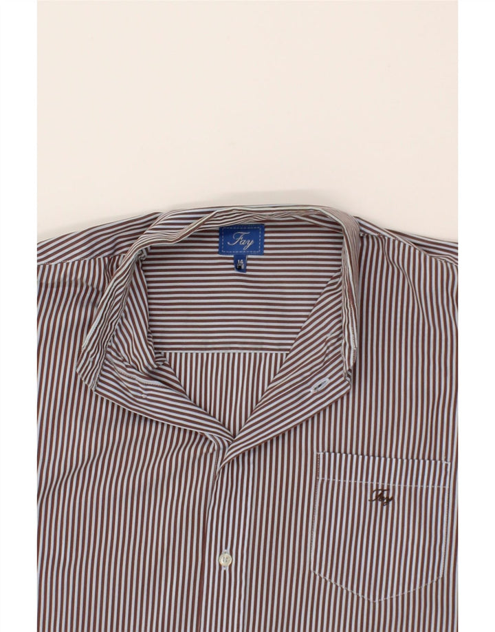 FAY Boys Shirt 13-14 Years Brown Pinstripe Cotton Vintage Fay and Second-Hand Fay from Messina Hembry 