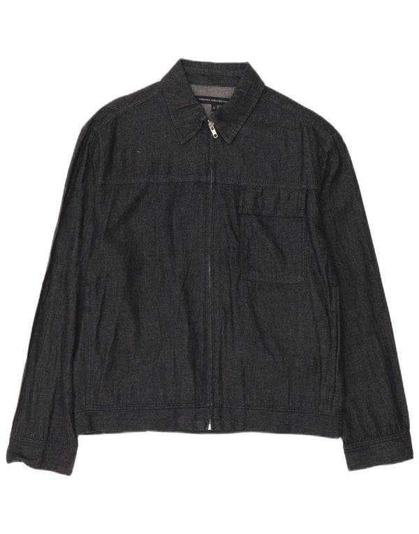 French Connection Herren-Jeans-Bomberjacke, UK 40, große marineblaue Baumwolle