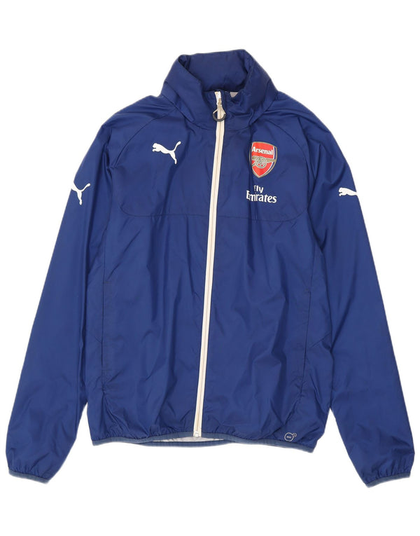 Jachetă de ploaie Puma Arsenal cu glugă pentru bărbați UK 38, nailon albastru mediu