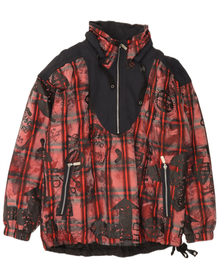 Vintage Herre Loose Fit Anorak Jacket UK 38 Medium Red Colourblock Polyester