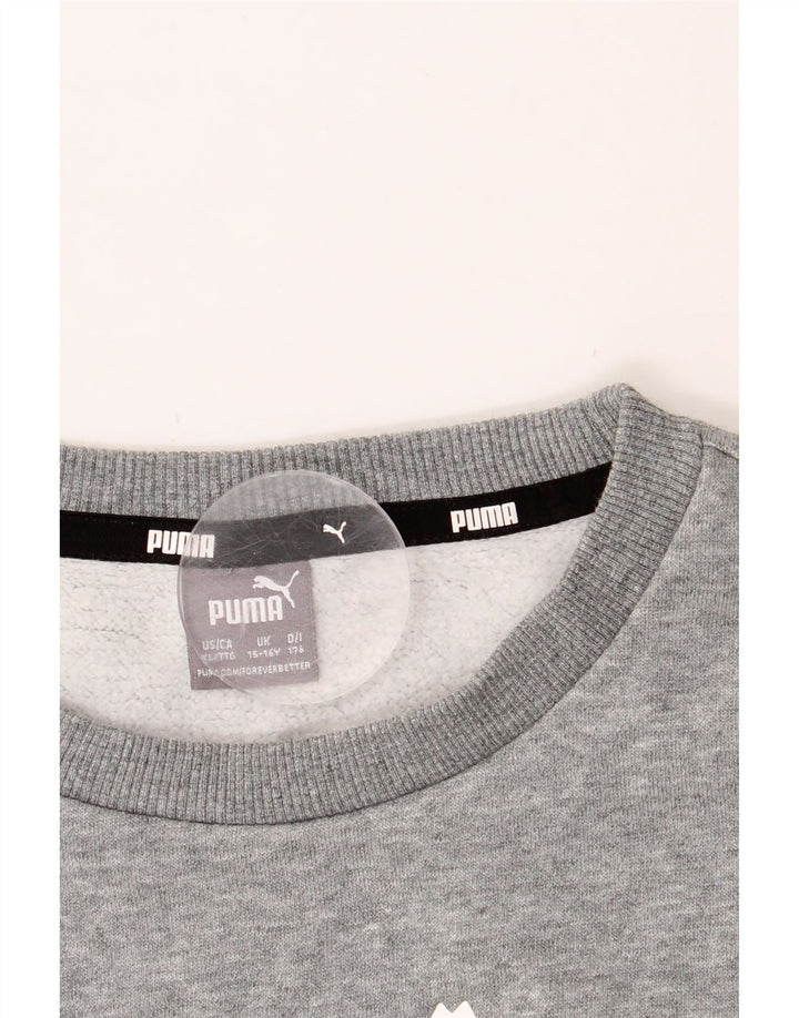 PUMA Boys Graphic Sweatshirt Jumper 15-16 Years  Grey Cotton Vintage Puma and Second-Hand Puma from Messina Hembry 