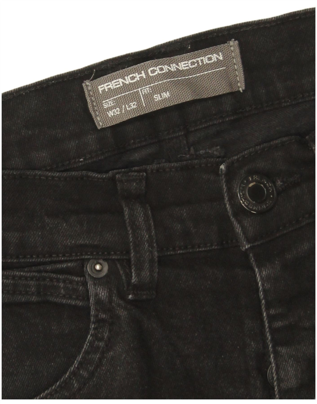 French Connection Mens Slim Jeans W32 L32 Black Cotton