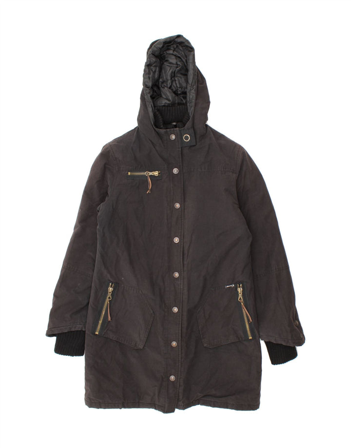 PHARD Womens Hooded Overcoat UK 14 Medium Black Vintage Phard and Second-Hand Phard from Messina Hembry 