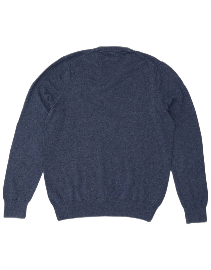 Marks & Spencer Mens V-Neck Jumper Sweater Medium Blue Cotton
