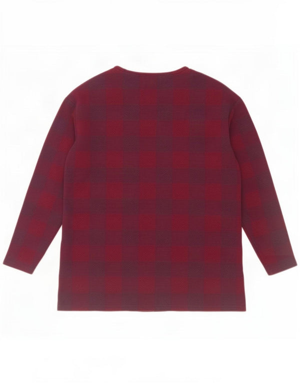 Marks & Spencer Top da donna a maniche lunghe UK 14 Grande poliestere a quadri viola