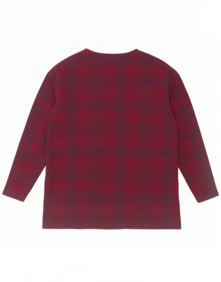 Marks & Spencer Top da donna a maniche lunghe UK 14 Grande poliestere a quadri viola